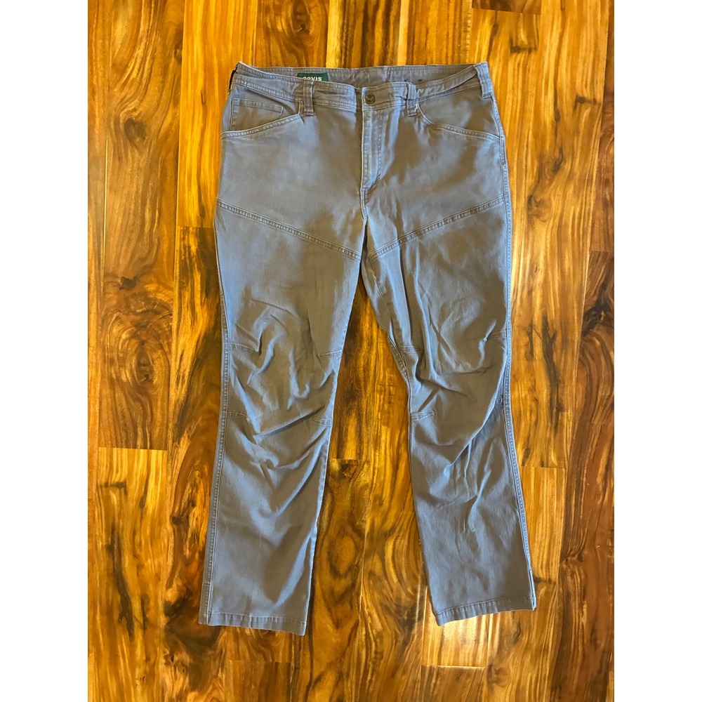 Orvis Mens Grey Canvas Work Pants Articulated Knee Utility Trousers 38x32